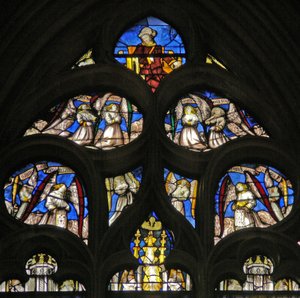 Window depicting St James and angels by French School
