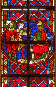 Window depicting St Denis before the proconsul by French School