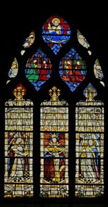 Window depicting the Trinity with angels carrying candles by French School