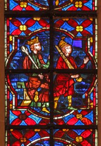 Window depicting a king and a soldier by French School