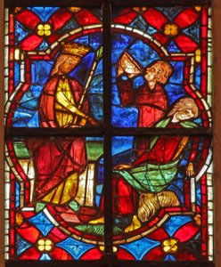 Window depicting a scene from the legend of St John: the saint and the poisoned cup by French School