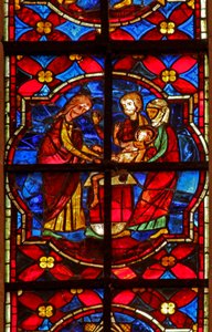 Window depicting the circumcision of St John the Baptist by French School