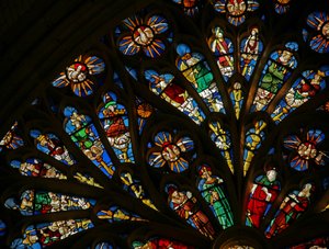 Window depicting figures on the Tree of Jesse in the south rose window by French School
