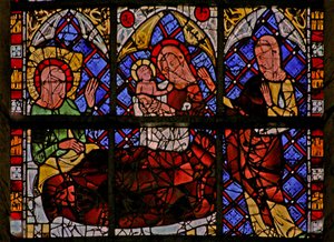 Window depicting the birth of St John the Baptist by French School