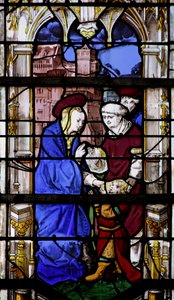Window depicting a recomposed panel by French School