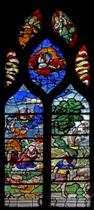 Window depicting Abraham and Isaac: The Angel Intervenes at the Sacrifice by French School