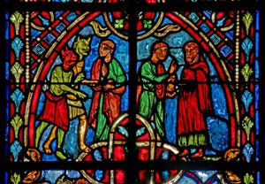Scene from the Theophilus Story (Modern) (Window W2) by French School
