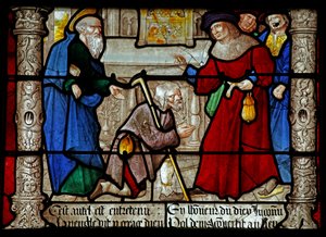 Window depicting a scene from the life of St Denis: healing a blind man