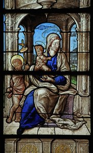 Window depicting the Virgin and Child and St John the Baptist