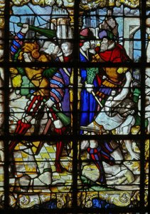 Window w37 depicting scenes from the life of St Barbara by French School