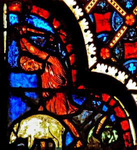 Window depicting donors - butchers