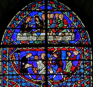 Window depicting the Marriage at Cana by French School