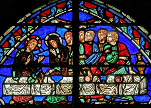 Window depicting the Marriage at Cana by French School