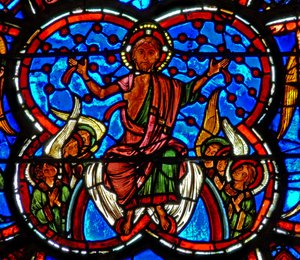 Window depicting Christ at the Last Judgement