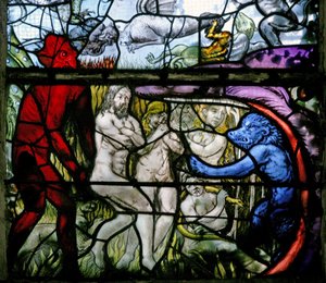 Window w4 depicting a scene from the Last Judgement: the Mouth of Hell