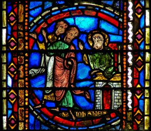 Window depicting St John the Baptist sends his disciples to Christ by French School