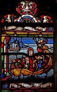 Window depicting Mary Magdalene sets sail from Jerusalem