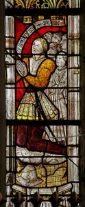 Window w6 depicting a donor and family by French School