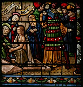 Window depicting the Resurrection of Lazarus by French School
