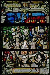 Window depicting the three Hebrews in the burning fiery furnace (Book of Daniel) by French School