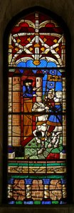 Window depicting St Augustine visits the Comte d