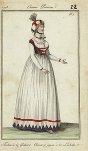 Woman in fashions inspired by operas by French School