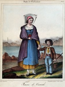Woman of Cancale and Her Child, Circa 1845 by French School