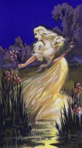 Woman Picking Irises