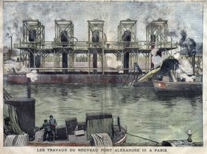 Works in Paris of the Pont Alexandre III. Engraving of April 1898 in 
