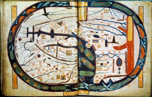 World map of Saint Sever. Miniature taken from the commentaries of 