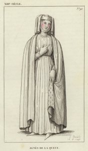 13th Century, Agnes de la Queue (colored engraving) by French School