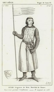 13th Century, Reign of Louis IX, Henri, Seigneur de Metz, Marshal of France, Represented Carrying the Oriflamme, He Died in 1265 by French School