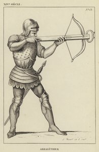 14th Century, Crossbowman (engraving) by French School