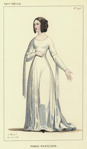 14th Century, French Noble (colored engraving)