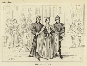 14th Century, Village Wedding (engraving)