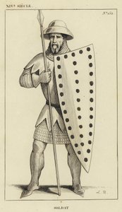 14th Century, Soldier (engraving) by French School