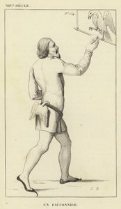 14th Century, A Falconer (engraving) by French School