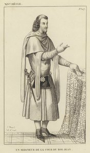 14th Century, A Lord of the Court of King John (engraving) by French School
