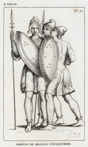 10th Century, Group of Infantry Soldiers (engraving) by French School