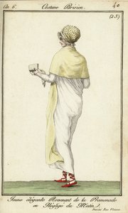 Young Elegant Woman on a Walk on Rue Vivienne by French School