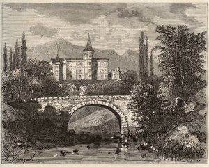 Chateau de la Rochelambert in the valley of the Borne Haute-Loire (43) - engraving in La France illustree: geography, history, statistical administration by V.-A. Malt-Brown. 1884 by French School