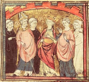 Dagobert I (605-39), King of the Franks Receiving the Kingdom of France, from the Grandes Chroniques de France, 1375-79 by French School