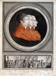 Portrait of the three consuls, Napoleon Bonaparte, Jean Jacques Regis de Cambaceres, and Charles Francois Lebrun by French School