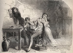 The Lyon mail post affair - Case of the Lyon mail: The farewell of Joseph Lesurques to his family: supposedly involved in the case of the Lyon mail in 1796 he was wrongly accused of having attacked the Lyon post trunk and was guillotined - Engraving in