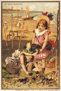 Vintage Postcard Depicting Children on a Beach by French School
