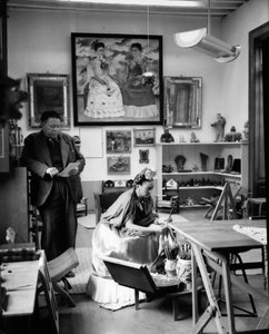 Mexican Painters Frida Kahlo and Diego Rivera in their Workshop in 1948 by Frida Kahlo