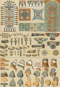 Babylonian and Assyrian headdresses and footwear by Friedrich (after) Hottenroth