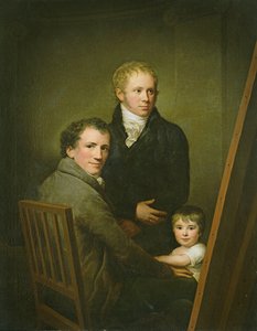 Self Portrait with the Foster Daughter Lina Groger and the Painter Heinrich Jakob Aldenrath, c.1801-15