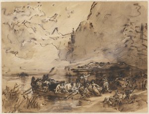 A Ferry on the Königsee by Friedrich Gauermann
