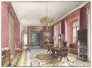 The Red Room, Schloss Fischbach by Friedrich Wilhelm Klose